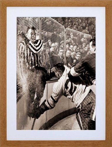Sport photo ice hockey slam howe hannigan cool framed art print f12x1118