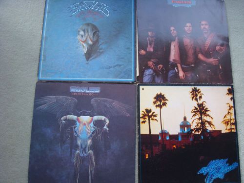 4 Eagles 70s vinyl LPs albums Hotel California Desperado One of these nights, image 2