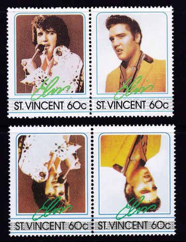 Elvis presley, st vincent 60 cent, inverted centre pair with normal, mnh, rare!