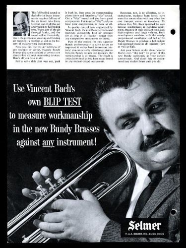 1964 vincent bach photo selmer bundy trumpet vintage print ad
