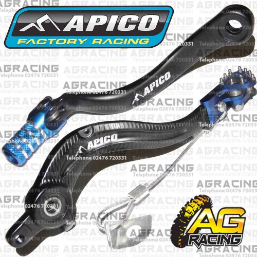 Apico Black Blue Rear Brake &amp; Gear Pedal Lever For Husaberg FE 450 2008-2012