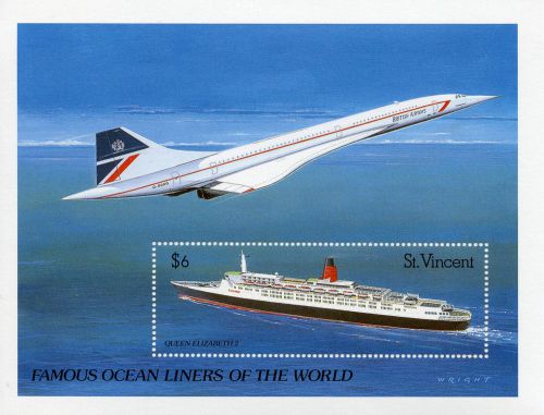 St vincent &amp; grenadines 1989 mnh famous ocean liners 1v s/s ii concorde ships