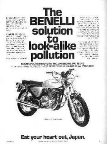 Benelli 650 tornado original motorcycle ad 1973