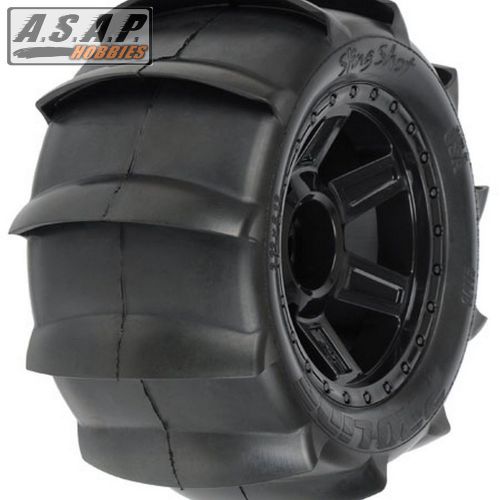 Sling Shot 3.8 Sand Paddle Tires On Desperado Rims (2), Pro-Line 1179-11