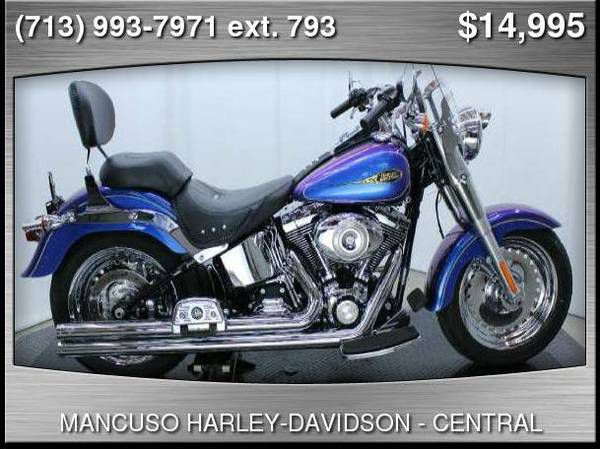 2009 harley-davidson flstf softail fat boy flame blue pearl