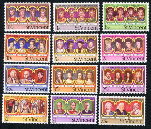 St. vincent 1977 silver jubilee, set of 12, mint never hinged