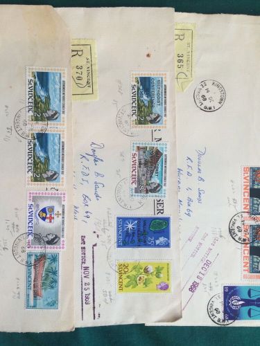 St. vincent  ohms 1968: registered covers with correspondence to usa,nice stamps