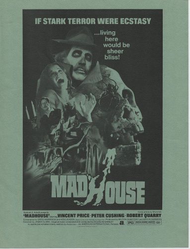 Madhouse 1974 vincent price, peter cushing press sheet