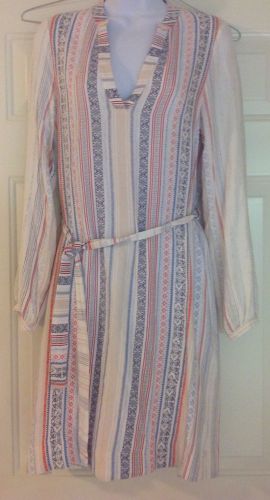 Twelfth Street By Cynthia Vincent Striped Belted Shirt Dress Rayon Size Small