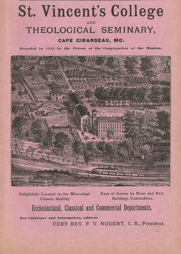 1891 ST. VINCENT&#039;S COLLEGE, CAPE GIRARDEAU MISSOURI SEMINARY COLOR ADVERTISEMENT