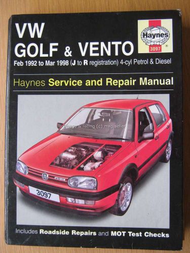 Haynes manual vw volkswagen golf vento feb 1992 - mar 1998 j - r petrol diesel