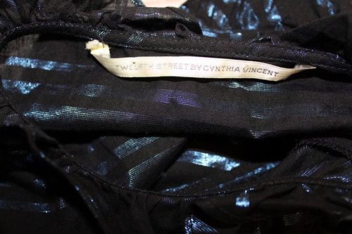 Twelfth Street Cynthia Vincent Black Blue Metallic Striped Dress sz 0, US $84, image 5