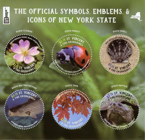 St Vincent &amp; Grenadines 2016 MNH Symbols Icons New York State NY2016 6v M/S