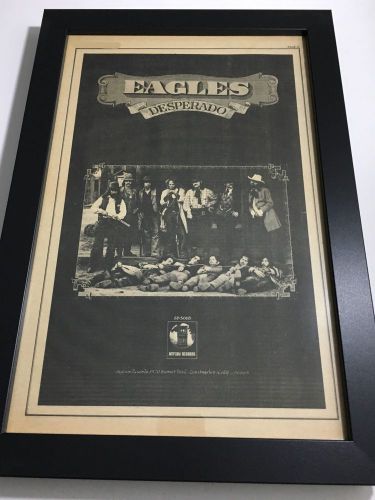 1973 the eagles &#034;desperado&#034; rare original 11x17&#034; ad in 13x19&#034; frame