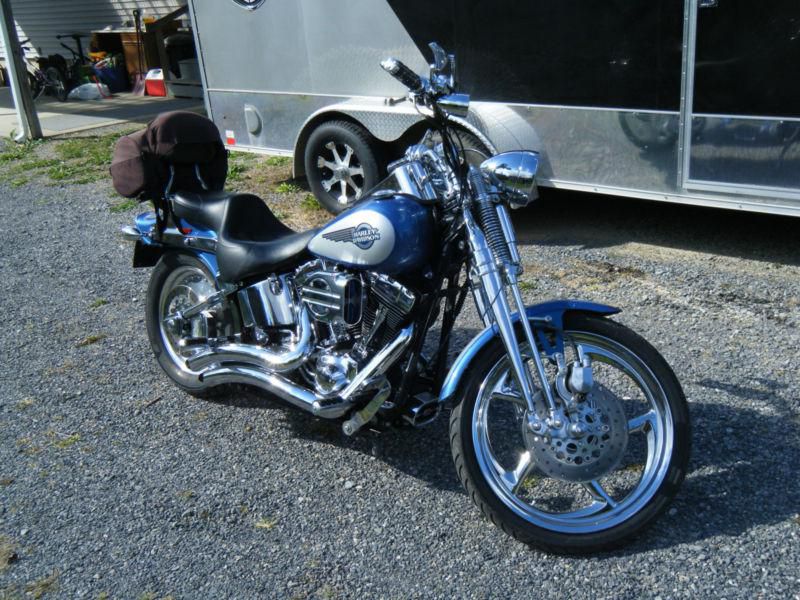 2005 Harley Springer Softail, tu-tone blue and silver, lots of chrome!