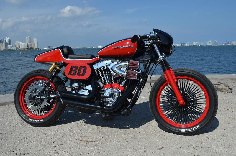 Harley davidson dyna low rider fxld cafe racer "red baron", amazing!!