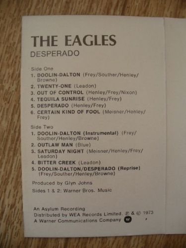 The Eagles - Desperado (Asylum Cassette) VGC, US $, image 4
