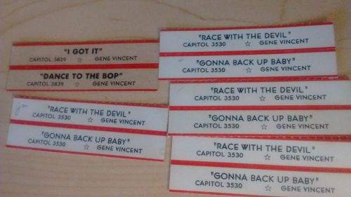 Lot of assorted GENE VINCENT 78rpm jukebox title strips