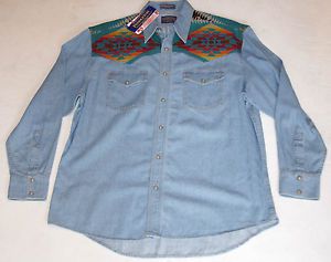 PENDLETON Desperado Denim/Yavapai Blanket Western/Cowboy Shirt w/ Pearl Snaps XL, US $69.99, image 2