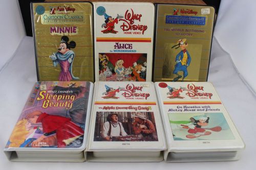 6 x WALT DISNEY BETA CLAMSHELL Videotape LOT~Mickey Mouse~Minnie~Alice~Goofy
