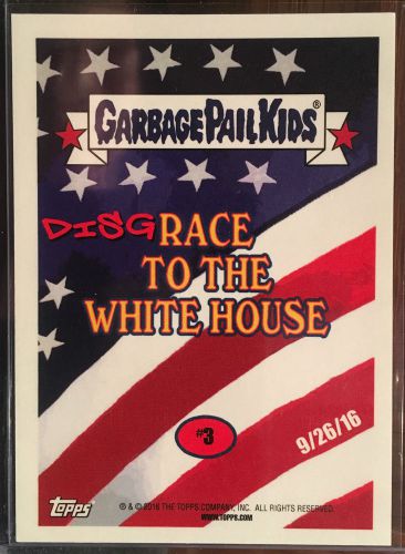 2016 GPK Disg-Race to the White House Card #3 Desperado Donald - Limited, US $14.99, image 4