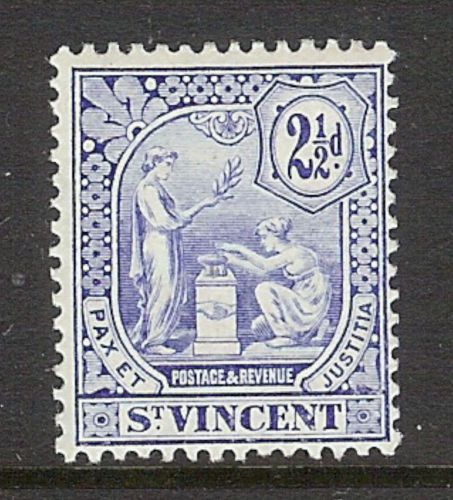 St vincent 1907 2 1/2d blue. sg 97. mh