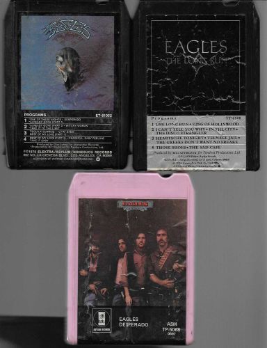 The eagles  3 asylum records 8 track tapes desperado, long run, greatest hits