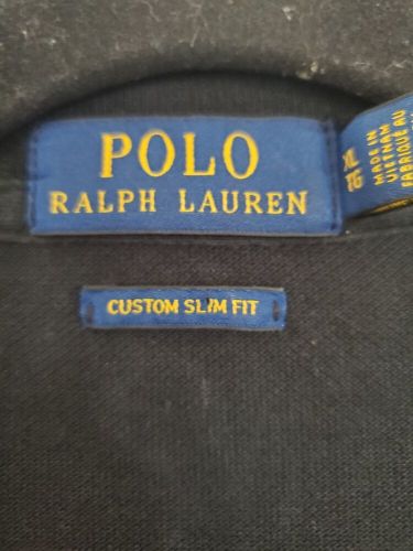 Polo Ralph Lauren &#034;CUSTOM FIT&#034; Number 1 Polo Shirt Size L Black Knit NWOT $109