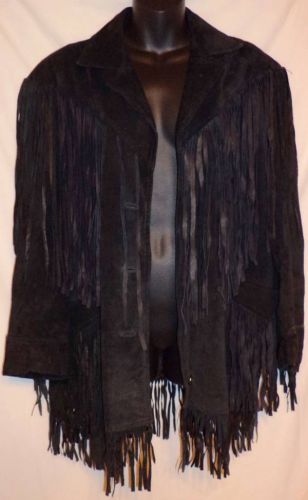 Desperado leather fringe jacket size medium black western wear shelf womens