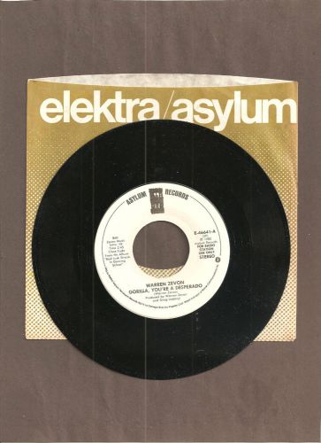 WARREN ZEVON GORILLA,YOU'RE A DESPERADO ASYLUM Records 7" 45 PROMO COPY, US $5.00, image 1