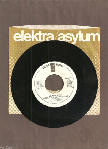 WARREN ZEVON GORILLA,YOU'RE A DESPERADO ASYLUM Records 7" 45 PROMO COPY, US $5.00, image 2