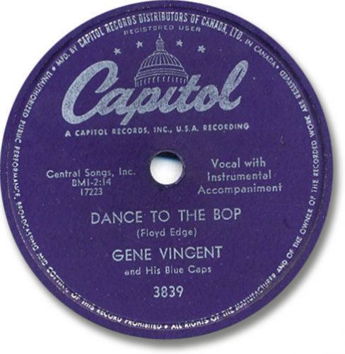 Rare gene vincent rock&#039;n roll / rockabilly 78 rpm record. dance to the bop