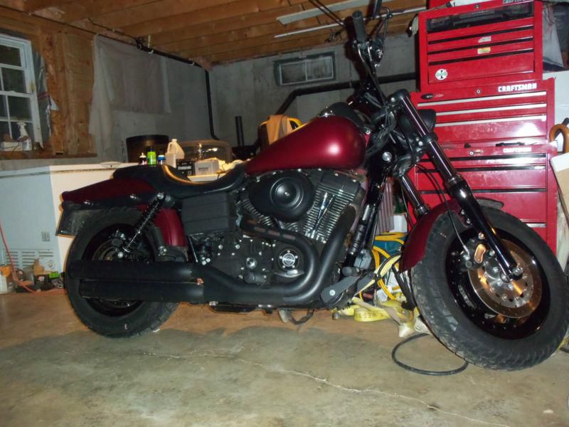 Harley fat bob crimson denim red 1/162    customized thousands spent on upgrades