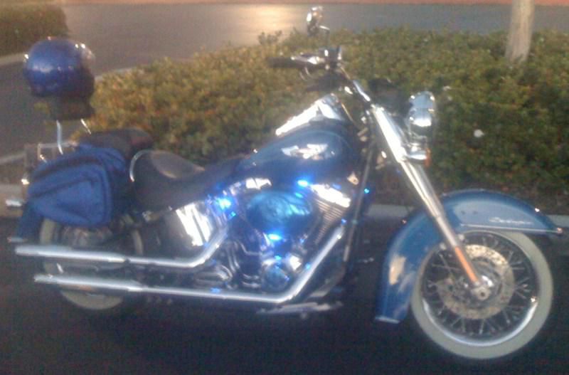 Blue freak 2009 harley davidson softail deluxe with less than 1k babied miles !