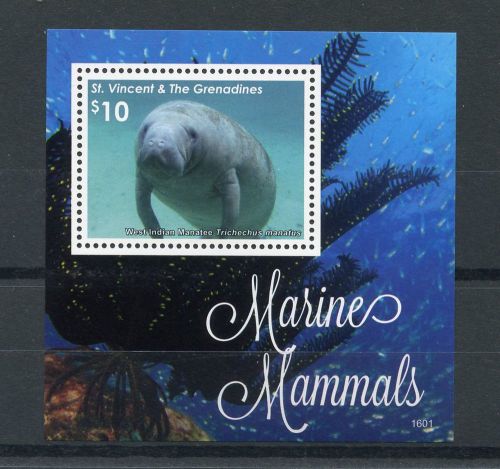 St vincent &amp; the grenadines 2016 mnh marine mammals 1v s/s manatees