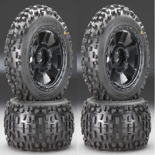 Pro-line 1178-11 3.8&#034; mounted badlands tires w/ desperado wheels (4) revo t-maxx