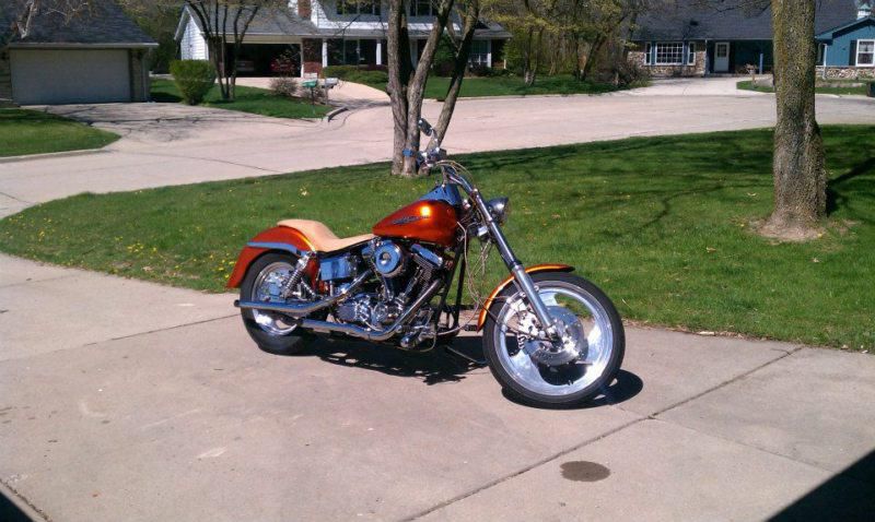 1997 harley davison customized dyna chopper with tons of extras(low res. price)