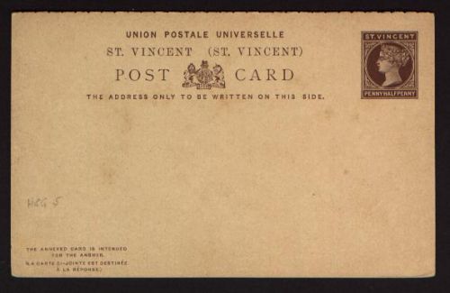 St vincent h&amp;g #5 unused reply card intact