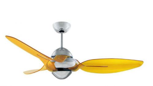Vento Clover 54 in. Indoor Chrome Ceiling Fan with 3 Translucent Yellow Blades, US $451.88, image 2