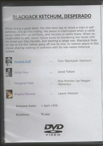 BLACKJACK KETCHUM DESPERADO HOWARD DUFF ALL REGION DVD, AU $12.00, image 3