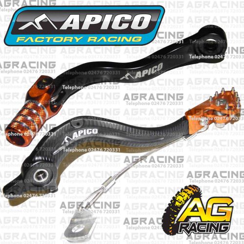 Apico Black Orange Rear Brake &amp; Gear Pedal Lever For Husaberg TE 300 2014 MotoX