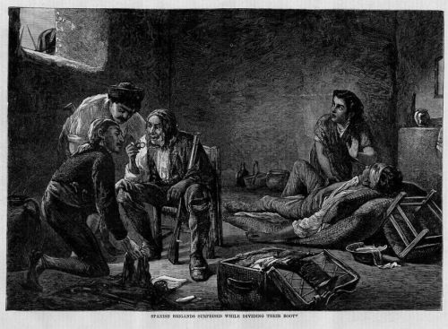 SPANISH BRIGANDS DESPERADOS ROBBING TOURISTS DIVIDE THEIR BOOTY LOOT SPAIN