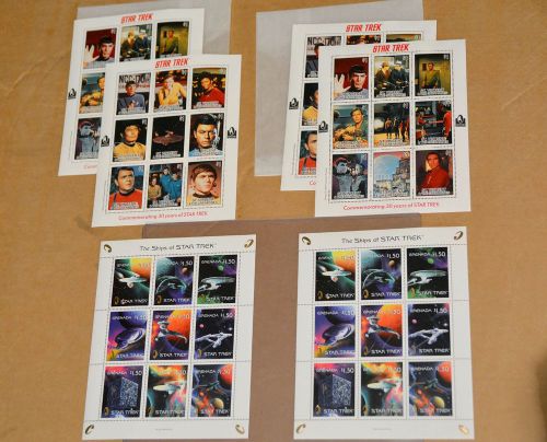 Grenada St. Vincent Stamps Ships of Star Trek &amp; Commemorating 30 years Postage
