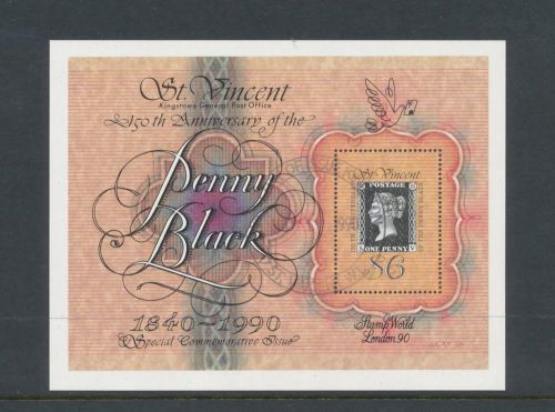 St Vincent 1990 150th Anniv of the Penny Black MS used