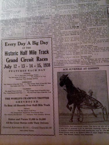 JULY 5, 1938 NEWSPAPER #CN3926-GOSHEN NY HARNESS RACING-BOSTWICK &amp; DESPERADO