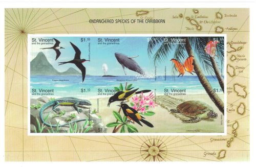 St vincent - endangered species of caribbean 1998 - sc 2549 mnh imperforate