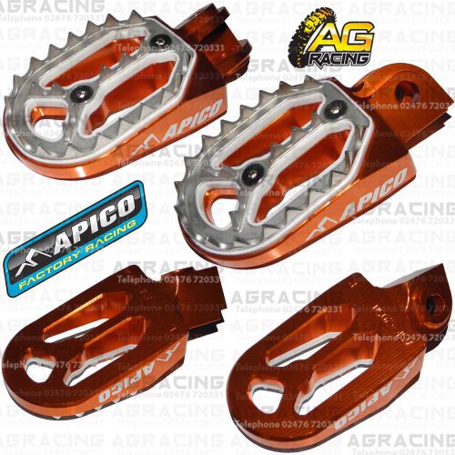 Apico Orange Pro Bite Wide Footpegs For Husaberg TE 250 2014 Motocross Enduro