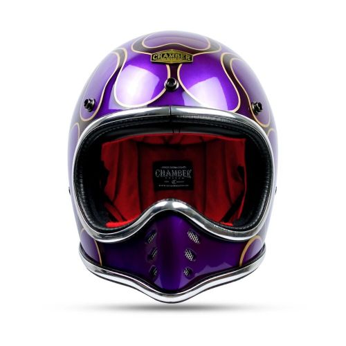 VINTAGE CUSTOM HELMET SLIMMOTO BLACK FLAMES CRACK CAFE RACER BOBBER CHOPPER BIKE