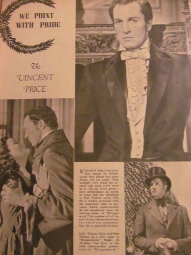 Vincent Price, Full Page Vintage Clipping