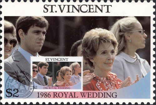 (43727) St Vincent Maxicard Prince Andrew / Nancie Reagan 1986